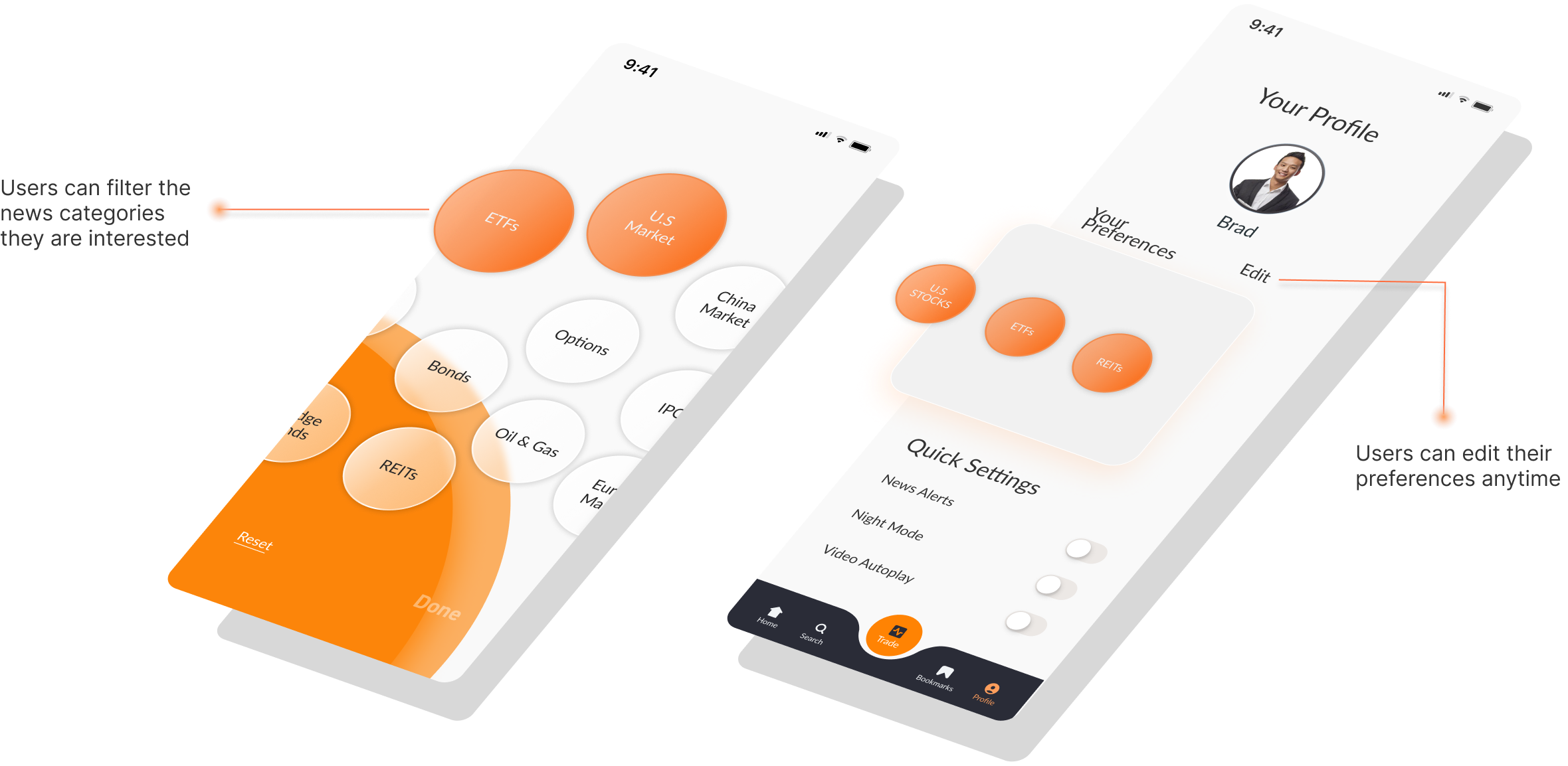 Personalised news feed based on user-selected categories